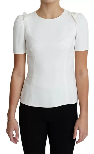 Dolce & Gabbana White Viscose Stretch Short Sleeves Blouse Top Dolce & Gabbana White Viscose Stretch Short Sleeves Blouse Top