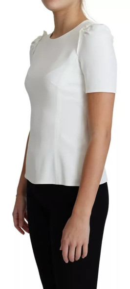 Dolce & Gabbana White Viscose Stretch Short Sleeves Blouse Top Dolce & Gabbana White Viscose Stretch Short Sleeves Blouse Top