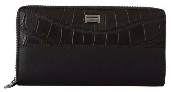 Brown Exotic Leather Zip Around Continental Clutch Wallet Brown Exotic Leather Zip Around Continental Clutch Wallet