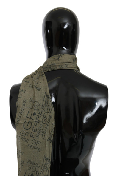GF Ferre Green Wool Viscose Foulard Patterned Branded Scarf GF Ferre Green Wool Viscose Foulard Patterned Branded Scarf
