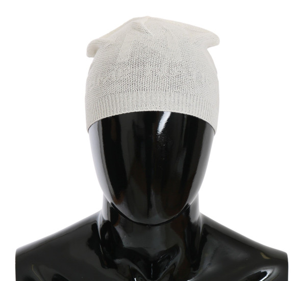 Costume National Beanie White Wool Blend Branded Hat Costume National Beanie White Wool Blend Branded Hat