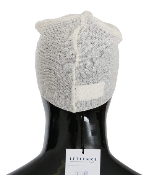 Costume National Beanie White Wool Blend Branded Hat Costume National Beanie White Wool Blend Branded Hat