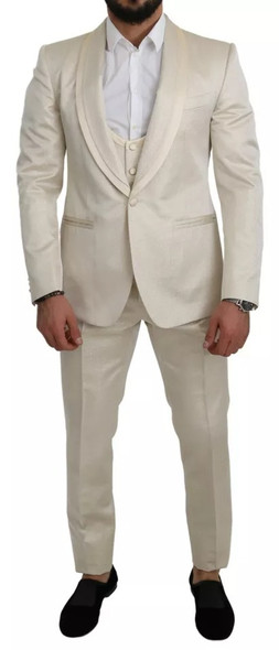Dolce & Gabbana Beige Wool Crème 3 Piece SICILIA Shawl Suit Dolce & Gabbana Beige Wool Crème 3 Piece SICILIA Shawl Suit
