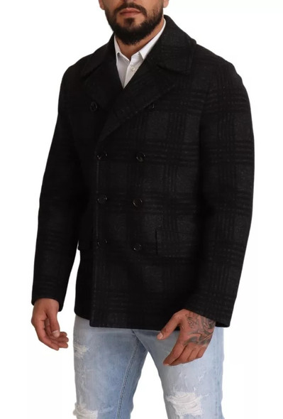 Dolce & Gabbana Black Trench Coat Check Wool Jacket Dolce & Gabbana Black Trench Coat Check Wool Jacket