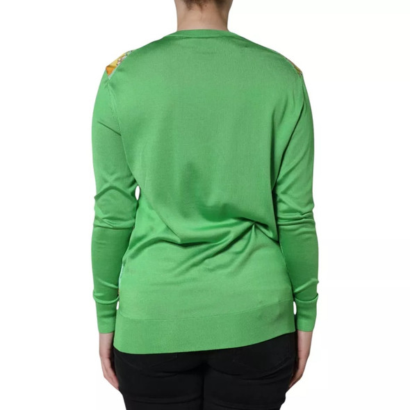 Green Silk Granita Al Limone Long Sleeves Sweater Green Silk Granita Al Limone Long Sleeves Sweater