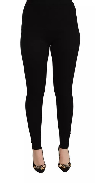 Dolce & Gabbana Black High Waist Stretch Tights Pants Dolce & Gabbana Black High Waist Stretch Tights Pants