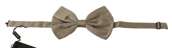 Silver Gray Silk Adjustable Neck Bow Tie Silver Gray Silk Adjustable Neck Bow Tie
