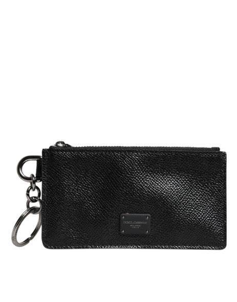 Black Calfskin Leather DG Logo Card Holder Wallet Black Calfskin Leather DG Logo Card Holder Wallet