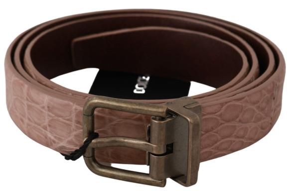 Dolce & Gabbana Beige Exotic Skin Gold Buckle Leather Belt Dolce & Gabbana Beige Exotic Skin Gold Buckle Leather Belt