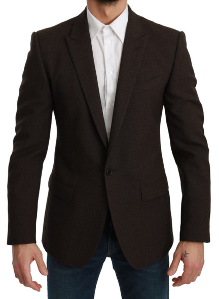 Dolce & Gabbana Brown Slim Fit Coat Jacket MARTINI Blazer Dolce & Gabbana Brown Slim Fit Coat Jacket MARTINI Blazer