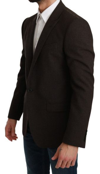 Dolce & Gabbana Brown Slim Fit Coat Jacket MARTINI Blazer Dolce & Gabbana Brown Slim Fit Coat Jacket MARTINI Blazer