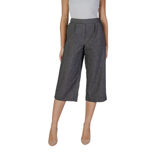 Vero Moda Black And White Polyester Cropped Pant Vero Moda Black And White Polyester Cropped Pant