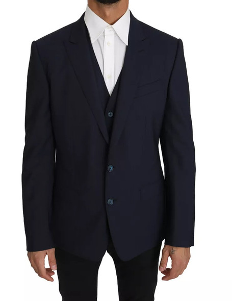 Dolce & Gabbana Blue Wool MARTINI Blazer Vest 2 Piece Dolce & Gabbana Blue Wool MARTINI Blazer Vest 2 Piece