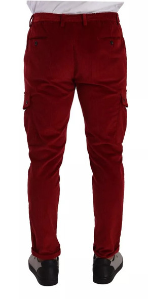 Red Corduroy Cotton Cargo Skinny Pants Red Corduroy Cotton Cargo Skinny Pants