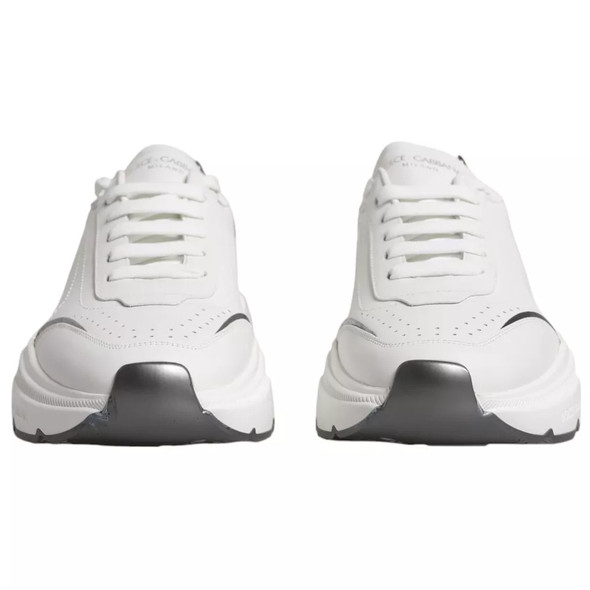 Dolce & Gabbana White Silver DAYMASTER Leather Sneakers Men Shoes Dolce & Gabbana White Silver DAYMASTER Leather Sneakers Men Shoes