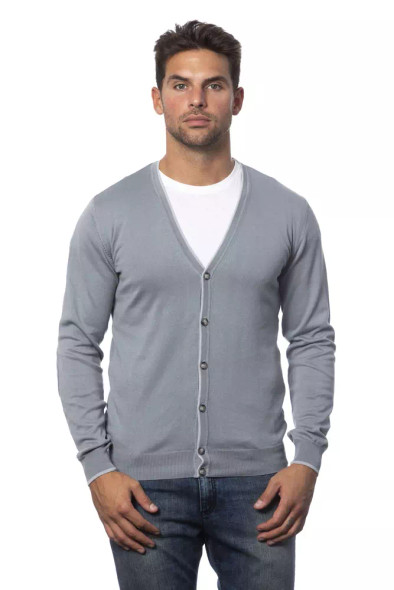 Verri Gray Cotton Men Cardigan Verri Gray Cotton Men Cardigan