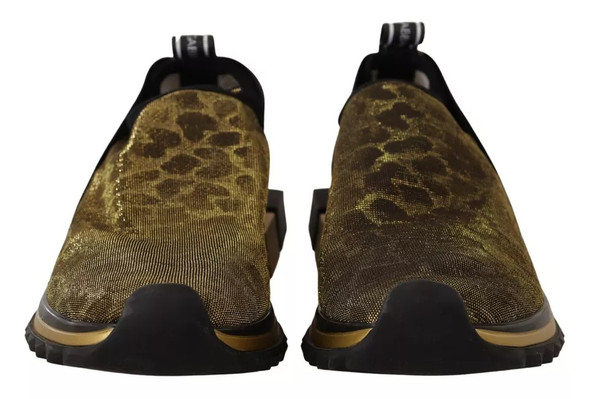 Dolce & Gabbana Gold Glitter Leopard Sorrento Sneakers Shoes LA9108 Dolce & Gabbana Gold Glitter Leopard Sorrento Sneakers Shoes LA9108