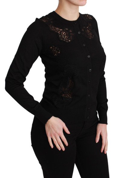 Black Cashmere Lace Cardigan Sweater Black Cashmere Lace Cardigan Sweater