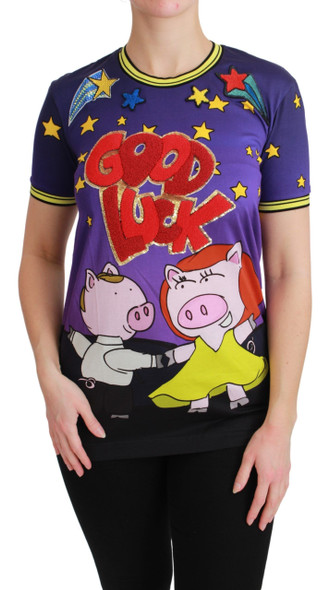 Dolce & Gabbana Purple YEAR OF THE PIG Top Cotton T-shirt Dolce & Gabbana Purple YEAR OF THE PIG Top Cotton T-shirt