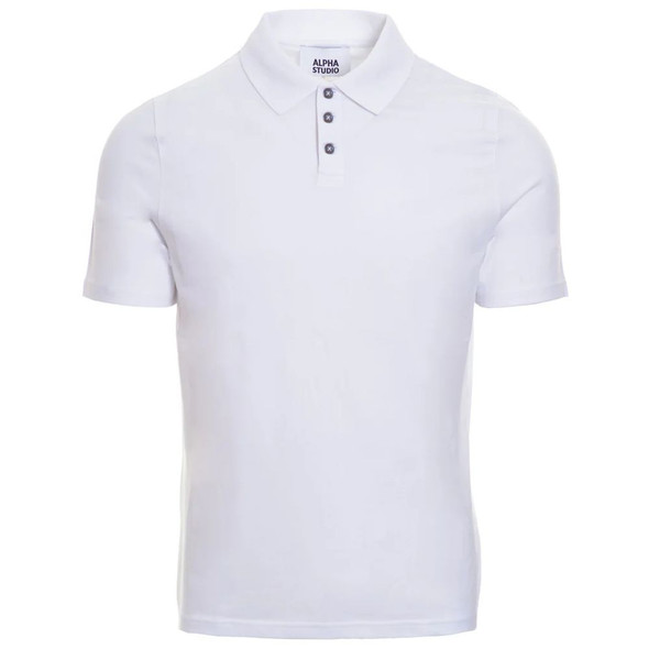 White Cotton Polo Shirt AL-14577 White Cotton Polo Shirt AL-14577