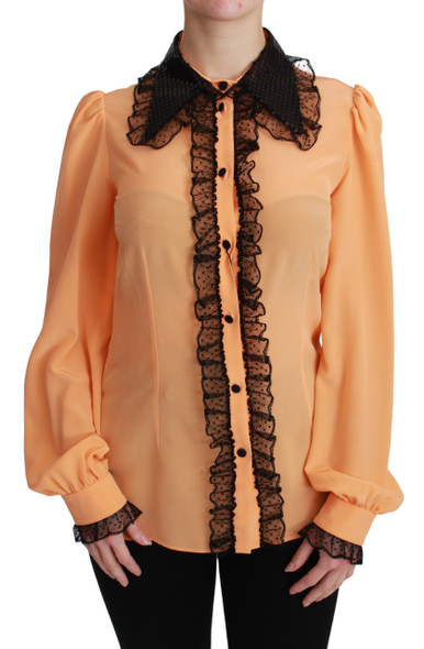 Dolce & Gabbana Yellow Silk Sequin Lace Blouse Shirt Dolce & Gabbana Yellow Silk Sequin Lace Blouse Shirt