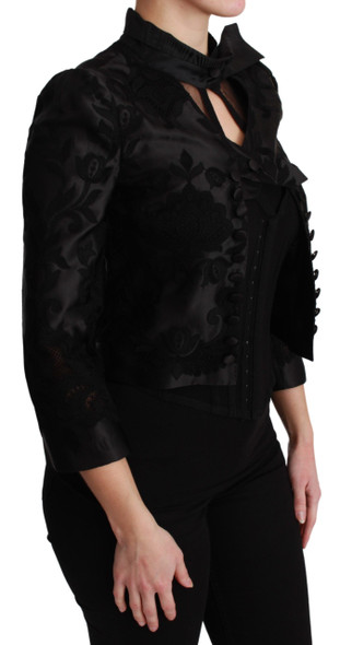 Dolce & Gabbana Black Floral Jacquard Blazer Silk Jacket Dolce & Gabbana Black Floral Jacquard Blazer Silk Jacket