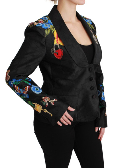 Black Brocade Crystal Blazer Jacket Black Brocade Crystal Blazer Jacket
