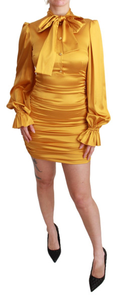 Dolce & Gabbana Yellow Silk Stretch Sheath Bodycon Mini Dress Dolce & Gabbana Yellow Silk Stretch Sheath Bodycon Mini Dress