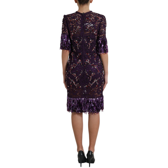 Dolce & Gabbana Purple floral lace crystal embedded dress Dolce & Gabbana Purple floral lace crystal embedded dress