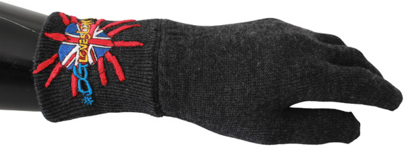 Gray #DGLovesLondon Embroidered Wool Gloves Gray #DGLovesLondon Embroidered Wool Gloves