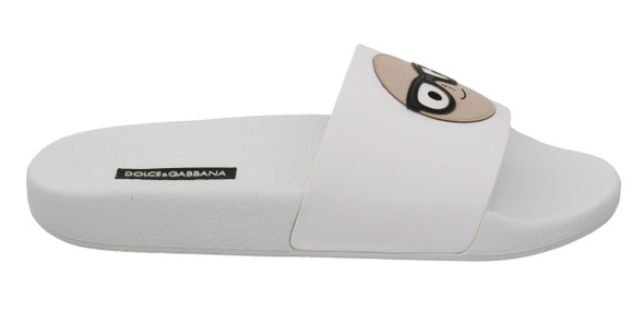Dolce & Gabbana White Leather #dgfamily Slides Shoes Sandals Dolce & Gabbana White Leather #dgfamily Slides Shoes Sandals