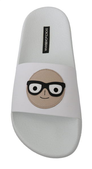 Dolce & Gabbana White Leather #dgfamily Slides Shoes Sandals Dolce & Gabbana White Leather #dgfamily Slides Shoes Sandals