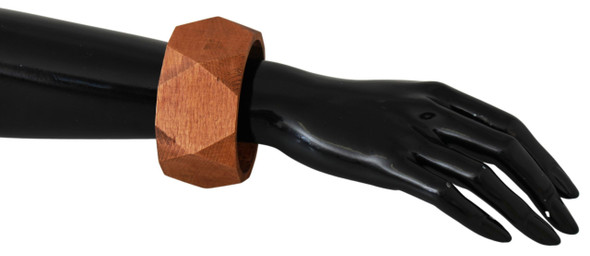 Costume National Brown Wooden Branded Bracelet Costume National Brown Wooden Branded Bracelet