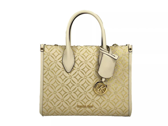 Michael Kors Mirella Small Top Zip Crossbody Tote Bag Creme Michael Kors Mirella Small Top Zip Crossbody Tote Bag Creme
