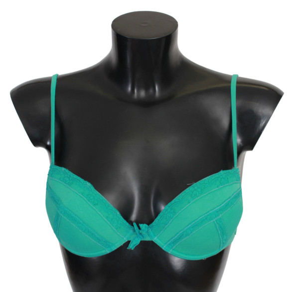 Ermanno Scervino Green Push Up Bra 100% Cotton Underwear Ermanno Scervino Green Push Up Bra 100% Cotton Underwear