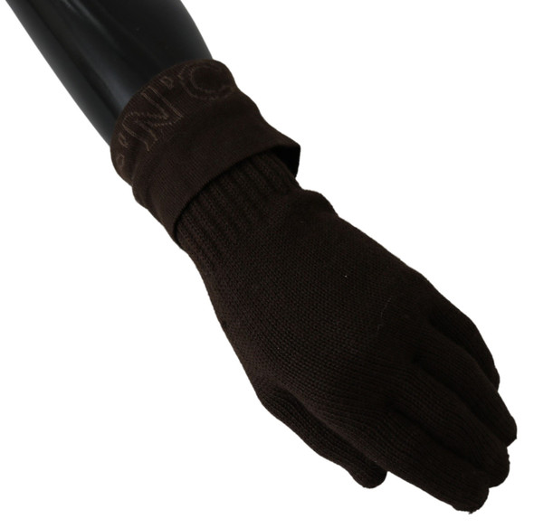 Brown Wool Knitted One Size Wrist Length Gloves Brown Wool Knitted One Size Wrist Length Gloves