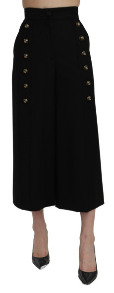 Black High Waist Wide Leg Cropped Pants Black High Waist Wide Leg Cropped Pants
