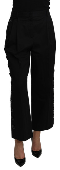 Dolce & Gabbana Black High Waist Cropped Cotton Stretch Pants Dolce & Gabbana Black High Waist Cropped Cotton Stretch Pants