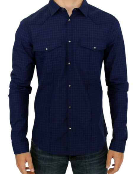 Blue checkered cotton shirt Blue checkered cotton shirt