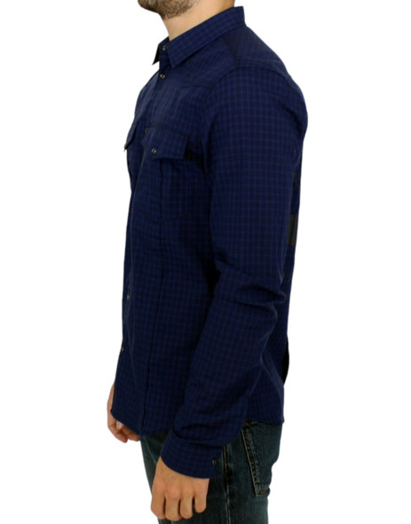 Costume National Blue checkered cotton shirt Costume National Blue checkered cotton shirt