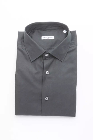 Robert Friedman Black Cotton Men Shirt Robert Friedman Black Cotton Men Shirt