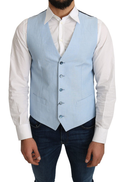 Blue Viscose Stretch Formal Coat Vest Blue Viscose Stretch Formal Coat Vest