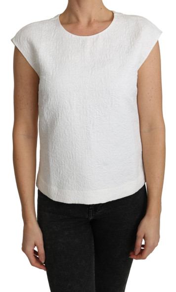 Dolce & Gabbana White Floral Brocade Blouse Cotton Top Dolce & Gabbana White Floral Brocade Blouse Cotton Top