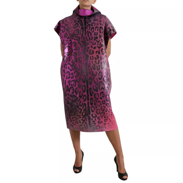 Dolce & Gabbana Pink Leopard Print Polyester Shift Midi Dress Dolce & Gabbana Pink Leopard Print Polyester Shift Midi Dress