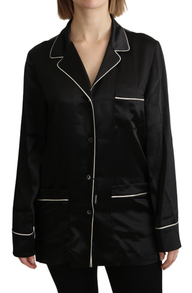 Dolce & Gabbana Black Shirt Silk Stretch Top Blouse Dolce & Gabbana Black Shirt Silk Stretch Top Blouse