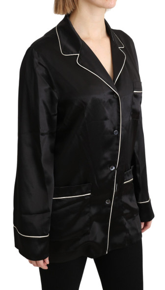 Dolce & Gabbana Black Shirt Silk Stretch Top Blouse Dolce & Gabbana Black Shirt Silk Stretch Top Blouse