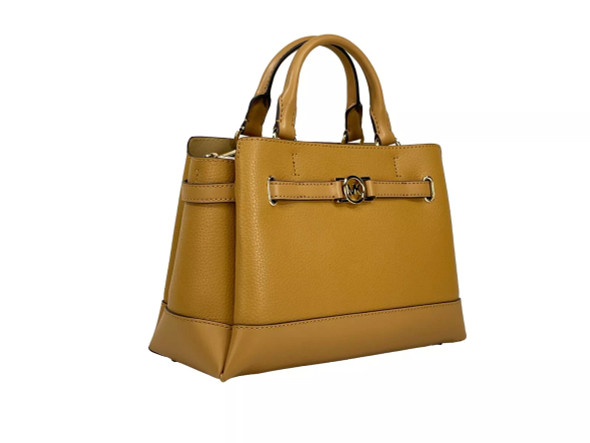 Michael Kors Reed Small Leather Belted Satchel Crossbody Bag Brown Michael Kors Reed Small Leather Belted Satchel Crossbody Bag Brown