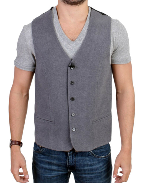Costume National Gray cotton blend casual vest Costume National Gray cotton blend casual vest