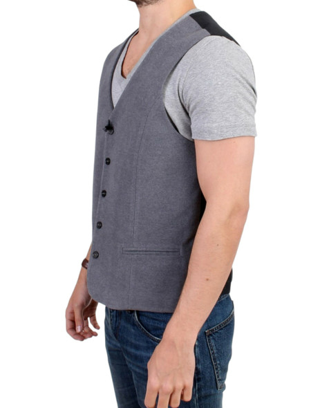 Costume National Gray cotton blend casual vest Costume National Gray cotton blend casual vest