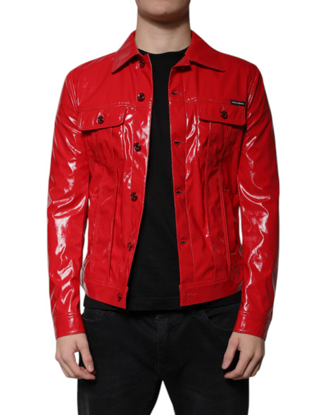 Dolce & Gabbana Red Polyester Button Down Collared Jacket Dolce & Gabbana Red Polyester Button Down Collared Jacket